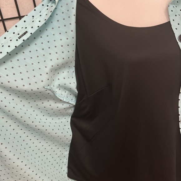 Dressbarn Polka Dot Twofer Tank Blouse Cute Sleeve Details Like New Size 18/20 - Picture 9 of 11